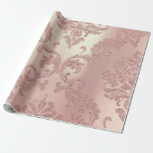 Damask Rose Gold Royal Metallic Pearly Hütte Geschenkpapier (Ungerollt)