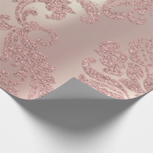 Damask Rose Gold Royal Metallic Pearly Hütte Geschenkpapier (Ecke)