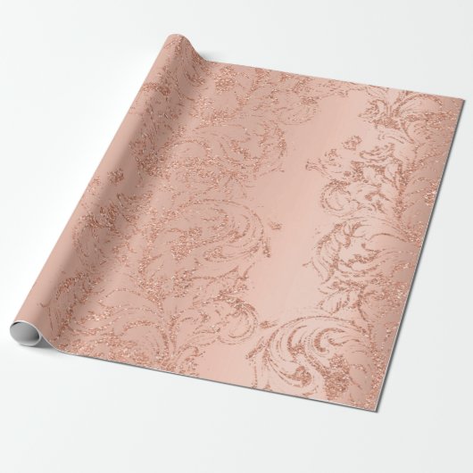 Damask Rose Gold Royal Peach Antonietta Hütte Geschenkpapier (Ungerollt)