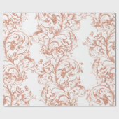 Damask Rose Gold Royal White Antonietta Hütte Geschenkpapier (Flach)