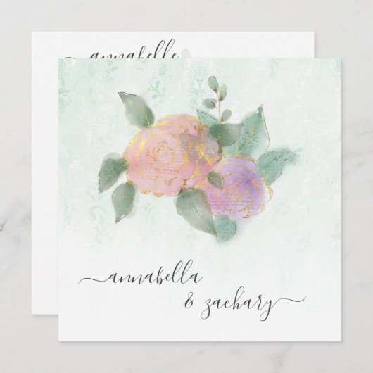 *~* Damask ROSE QR UAWG Glitzer - AR12 Hochzeit Einladung (Vorne/Hinten)