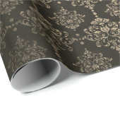 Damask Royal Chic Golden Velvet Black Gold Geschenkpapier (Rolleneckpunkt)