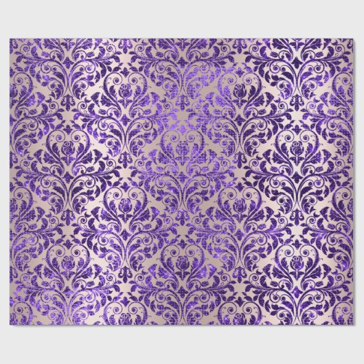 Damask Royal Lila Amethyst Violet Blush Skinny Geschenkpapier (Flach)