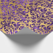 Damask Royal Lila Amethyst Violet Gold Honey Geschenkpapier (Ecke)