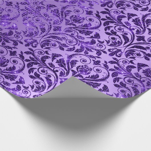 Damask Royal Lila Amethyst Violet Plum Geschenkpapier (Ecke)