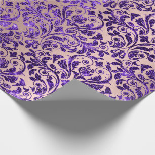 Damask Royal Lila Amethyst Violet Rose Gold Geschenkpapier