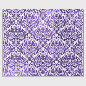 Damask Royal Lila Amethyst Violet Weißer Barock Geschenkpapier (Flach)