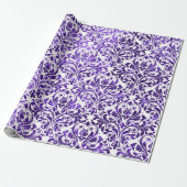 Damask Royal Lila Amethyst Violet Weißer Barock Geschenkpapier (Ungerollt)