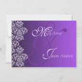 Damask Royal Lila Wedding Invitation Card Einladung (Vorderseite)