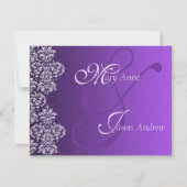 Damask Royal Lila Wedding Invitation Card Einladung (Vorderseite)