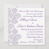Damask Royal Lila Wedding Invitation Card Einladung (Rückseite)