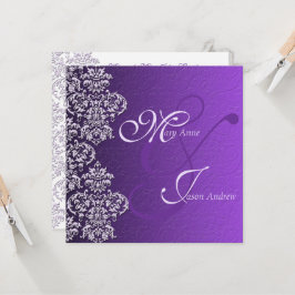 Damask Royal Lila Wedding Invitation Card Einladung