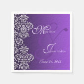 Damask Royal Lila Wedding Paper Napkins Serviette (Vorderseite)