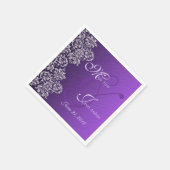Damask Royal Lila Wedding Paper Napkins Serviette (Ecke)