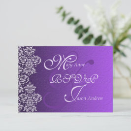 Damask Royal Lila Wedding RSVP Card Karte