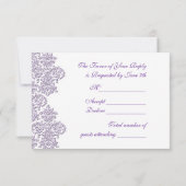 Damask Royal Lila Wedding RSVP Card Karte (Rückseite)
