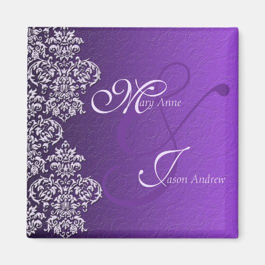 Damask Royal Lila Wednet Magnet (Vorne)