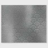 Damask Royal Metallic Silver Gray Graphite Geschenkpapier (Flach)
