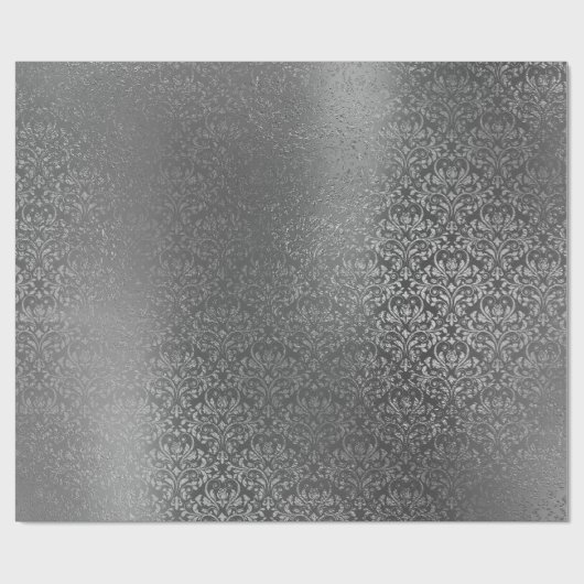 Damask Royal Metallic Silver Gray Graphite Geschenkpapier (Flach)