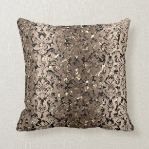 Damask Royal Sepia Gold Black Beige Metallic Kissen