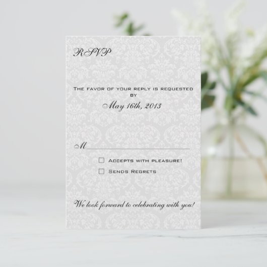 Damask RSVP Cards koordinieren mit Las Vegas Invit (Stehend Vorderseite)
