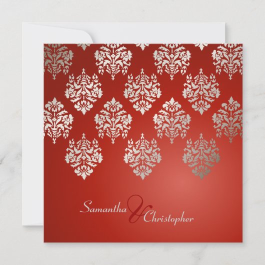 Damask/rubinrot/Imitate Einladungen zur Hochzeit a (Vorderseite)