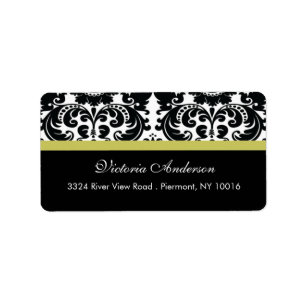 Damask Rücksendeadressen-Aufklebers Chartreuse Gre Adressaufkleber