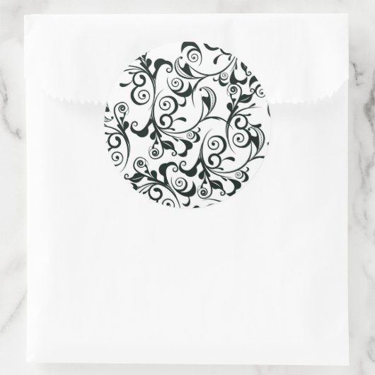 Damask Runder Aufkleber (Tasche)