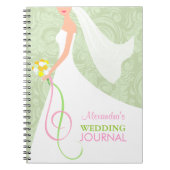 Damask Sage Green Bridal Wedding Journal Planner Notizblock (Vorderseite)