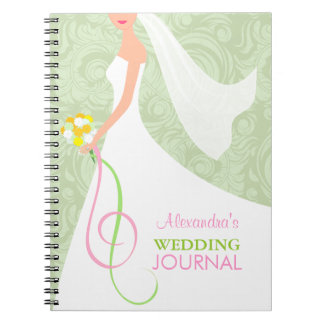 Damask Sage Green Bridal Wedding Journal Planner Notizblock