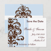 Damask Save the Date - Angepasst Ankündigungspostkarte (Vorne/Hinten)