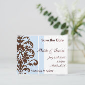 Damask Save the Date - Angepasst Ankündigungspostkarte (Stehend Vorderseite)