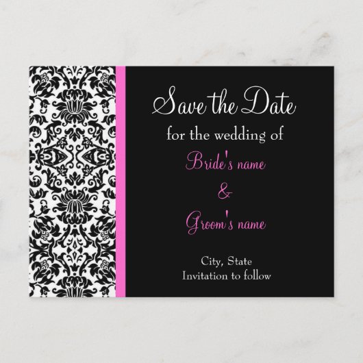 Damask Save the Date Ankündigungspostkarte (Vorderseite)