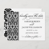 Damask Save the Date Card - Anpassen! Ankündigungspostkarte (Vorne/Hinten)