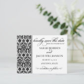 Damask Save the Date Card - Anpassen! Ankündigungspostkarte (Stehend Vorderseite)
