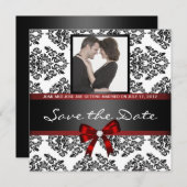 Damask Save the Date Foto (Vorne/Hinten)
