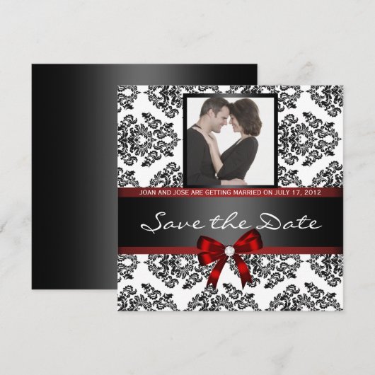 Damask Save the Date Foto (Vorne/Hinten)