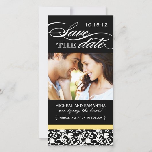 Damask Save the Date Foto Cards (Vorderseite)