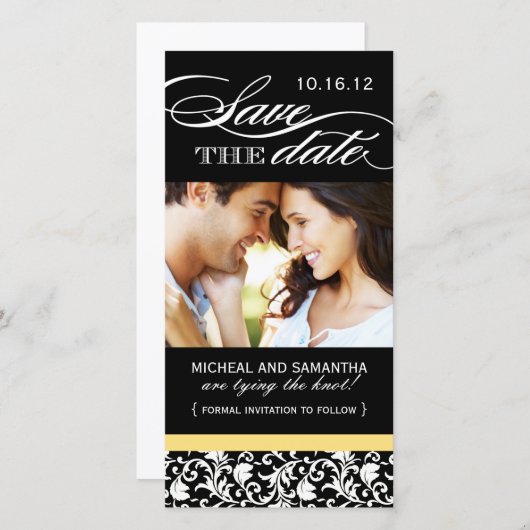 Damask Save the Date Foto Cards (Vorne/Hinten)