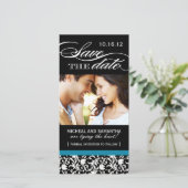 Damask Save the Date Foto Cards (Stehend Vorderseite)