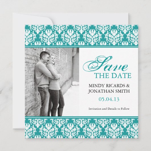 DAMASK SAVE THE DATE FOTOKARTEN (Vorderseite)