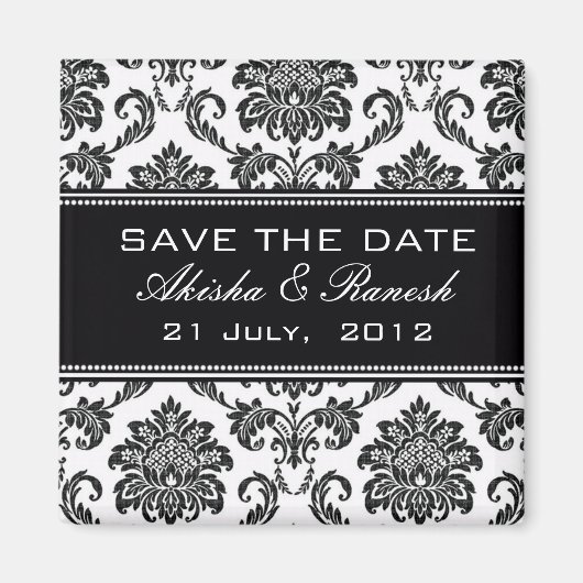 Damask Save the Date Hochzeitskündigung Magnet (Vorne)