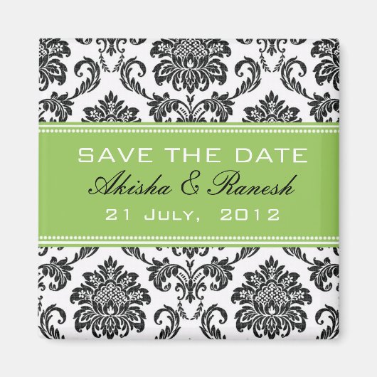 Damask Save the Date Hochzeitskündigung Magnet (Vorne)
