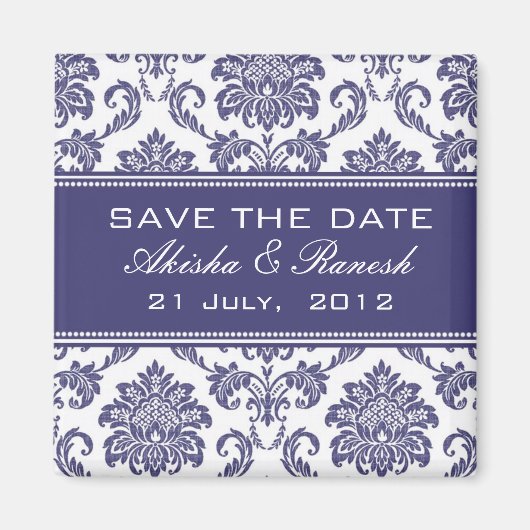 Damask Save the Date Hochzeitskündigung Magnet (Vorne)
