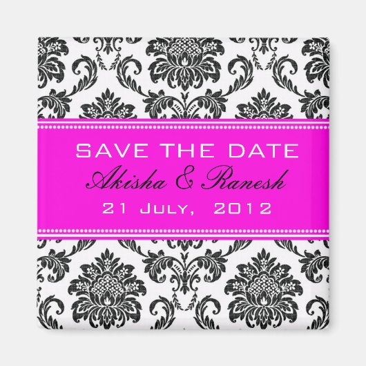 Damask Save the Date Hochzeitskündigung Magnet (Vorne)