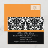 Damask Save the Date Orange POSTCARD! Ankündigungspostkarte (Vorne/Hinten)