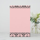 DAMASK, schwarz und rosa Briefpapier (Stehend Vorderseite)