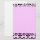 DAMASK, schwarz und rosa Briefpapier (Vorne/Hinten)