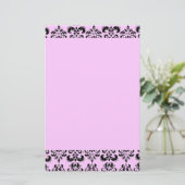 DAMASK, schwarz und rosa Briefpapier (Stehend Vorderseite)