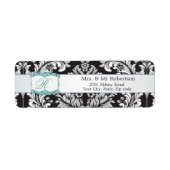 Damask Schwarz-weiß Monogram R Wedding (Vorne)